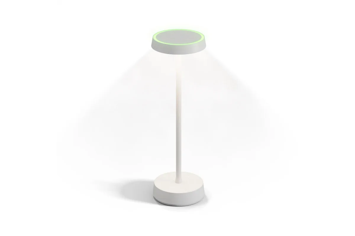 Loxone Table Lamp Air mit Statusring und Lichtkegel